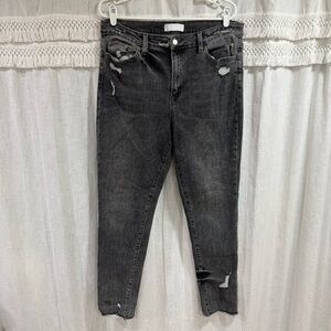 Velvet by Flying Monkey Cement High Rise Skinny Distressed Ripped Black Gray